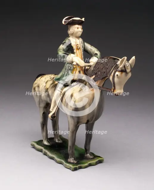 Horse and Rider, Staffordshire, c. 1760. Creator: Staffordshire Potteries.
