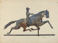 Horse and Rider Weather Vane, c. 1938. Creator: George File
