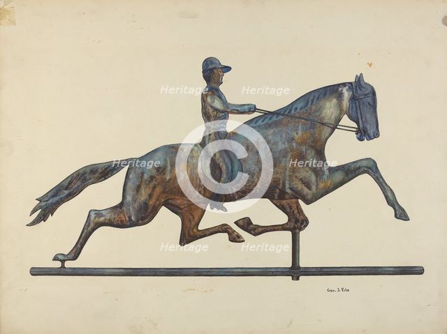 Horse and Rider Weather Vane, c. 1938. Creator: George File.