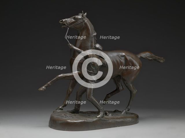Horse and Stable Lad, ca. 1890. Creator: Adrian Jones.