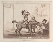 Horse Accomplishments, Sketch 5: A Politician !!, August 1, 1799., August 1, 1799. Creator: Thomas Rowlandson