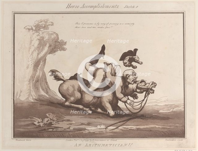 Horse Accomplishments, Sketch 8: An Arithmetician !!, August 1, 1799., August 1, 1799. Creator: Thomas Rowlandson.