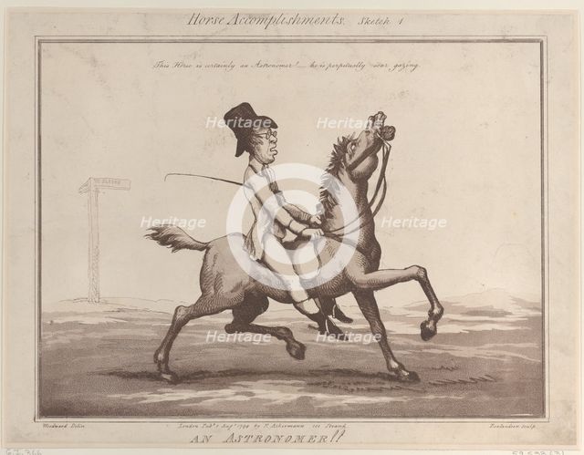 Horse Accomplishments, Sketch 1: An Astronomer !!, August 1, 1799., August 1, 1799. Creator: Thomas Rowlandson.