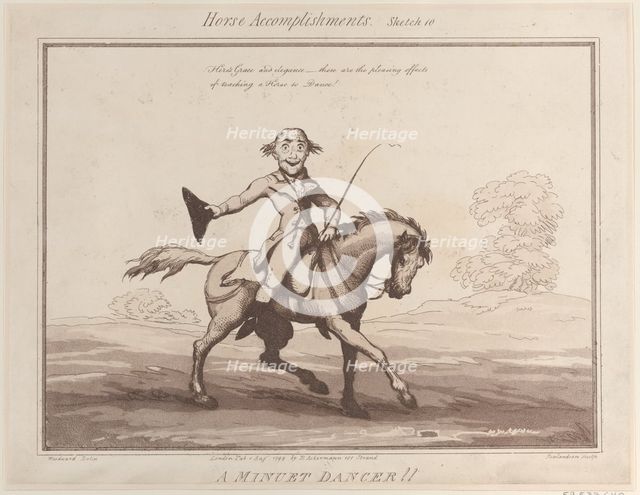 Horse Accomplishments, Sketch 10: A Minuet Dancer !!, August 1, 1799., August 1, 1799. Creator: Thomas Rowlandson.