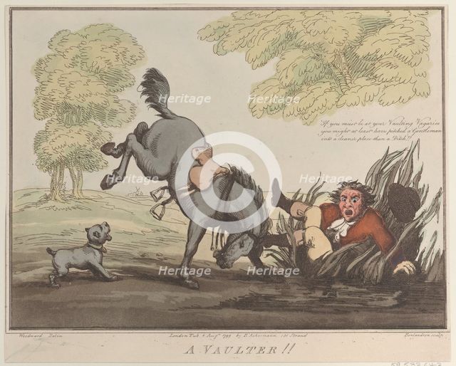 Horse Accomplishments, Sketch 12: A Vaulter !!, August 1, 1799., August 1, 1799. Creator: Thomas Rowlandson.