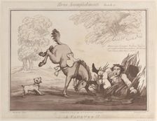 Horse Accomplishments, Sketch 12: A Vaulter !!, August 1, 1799., August 1, 1799. Creator: Thomas Rowlandson