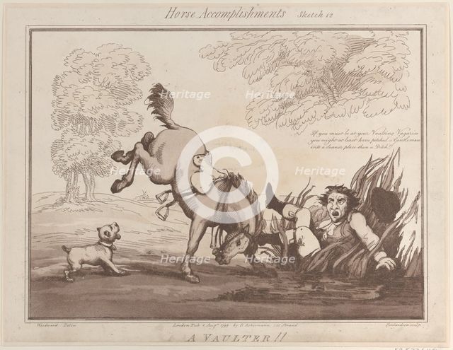 Horse Accomplishments, Sketch 12: A Vaulter !!, August 1, 1799., August 1, 1799. Creator: Thomas Rowlandson.