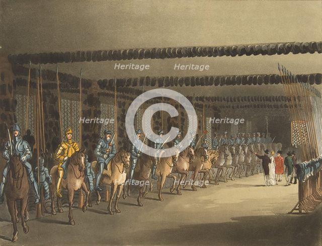 Horse Armoury, Tower of London, November 1, 1809., November 1, 1809. Creators: Thomas Rowlandson, Augustus Charles Pugin, Thomas Sunderland.