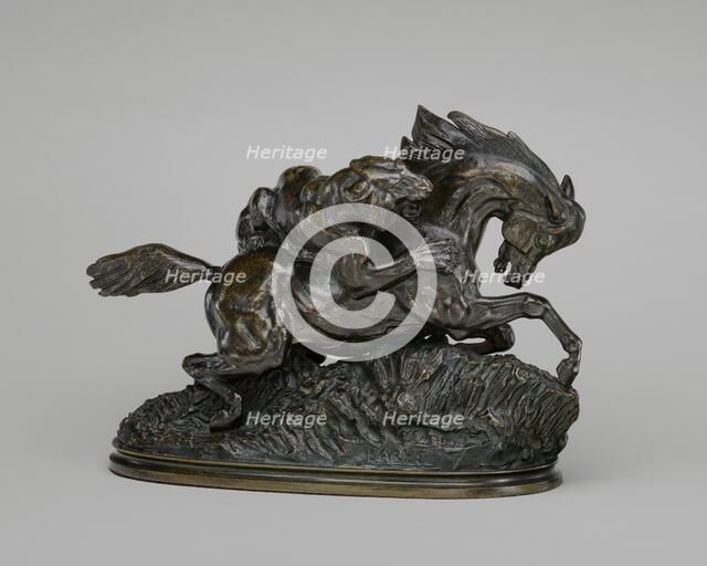 Horse Attacked by a Tiger, model 1837 or before, cast possibly after 1875. Creator: Antoine-Louis Barye.