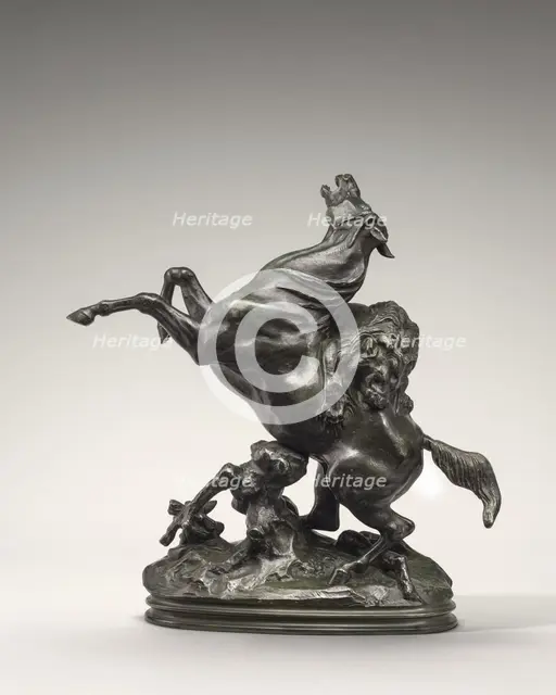 Horse Attacked by a Lion, model n.d., cast 1857/1873. Creator: Antoine-Louis Barye.