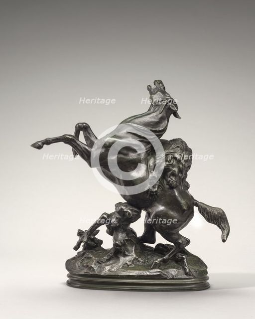 Horse Attacked by a Lion, model n.d., cast 1857/1873. Creator: Antoine-Louis Barye.
