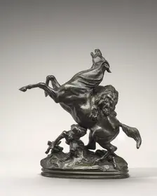 Horse Attacked by a Lion, model n.d., cast 1857/1873. Creator: Antoine-Louis Barye