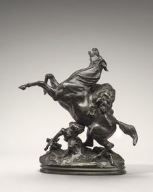 Horse Attacked by a Lion, model n.d., cast 1857/1873. Creator: Antoine-Louis Barye