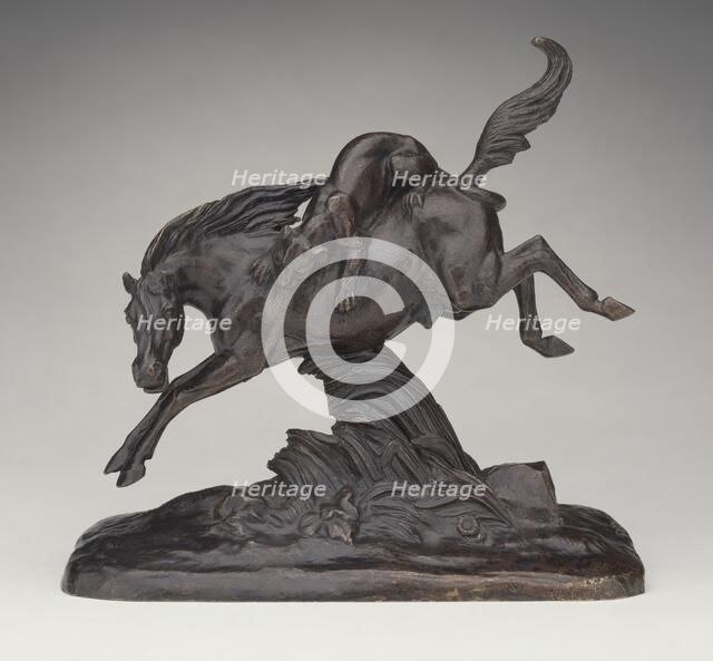 Horse Attacked by Lioness, 1843. Creator: Jean-François-Théodore Gechter.