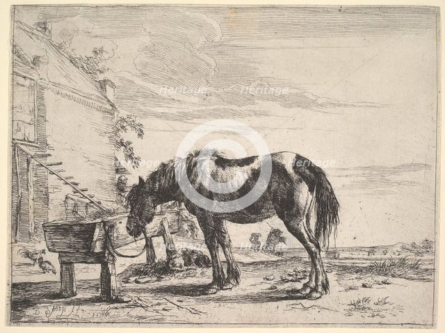 Horse Bound to a Feeding Trough. Creator: Dirck Stoop.