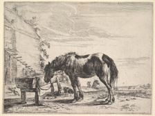 Horse Bound to a Feeding Trough. Creator: Dirck Stoop