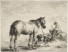 Horse bound to a post. Creator: Dirck Stoop (Dutch, c. 1618-1681)