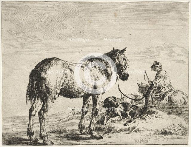 Horse bound to a post. Creator: Dirck Stoop (Dutch, c. 1618-1681).