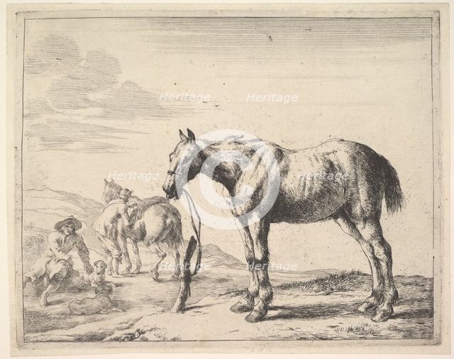 Horse Bound to a Post, turned left. Creator: Dirck Stoop.