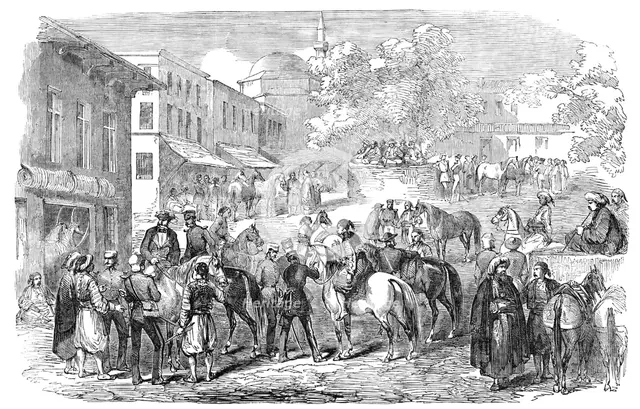 Horse Bazaar, at Constantinople, 1854. Creator: Unknown.