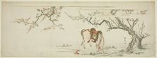 Horse beneath a Flowering Plum Tree, Japan, c. 1797/99. Creator: Kitagawa Utamaro