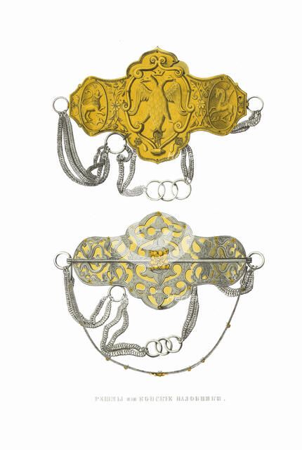 Horse bridle decoration. From the Antiquities of the Russian State, 1849-1853. Creator: Solntsev, Fyodor Grigoryevich (1801-1892).