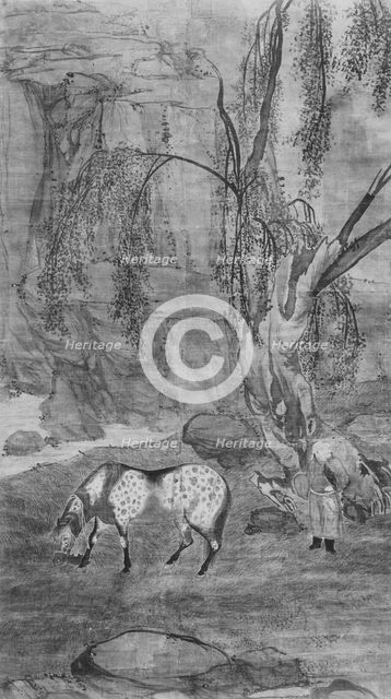 Horse, Groom, and Falcon, 17th century. Creator: Unknown.