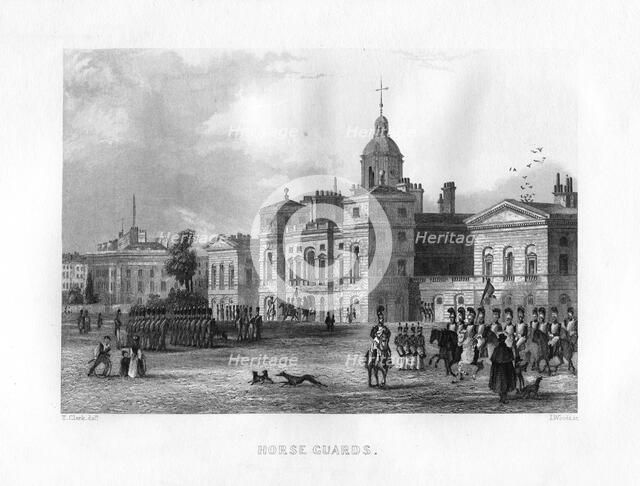 Horse Guards, London, 19th century.Artist: J Woods