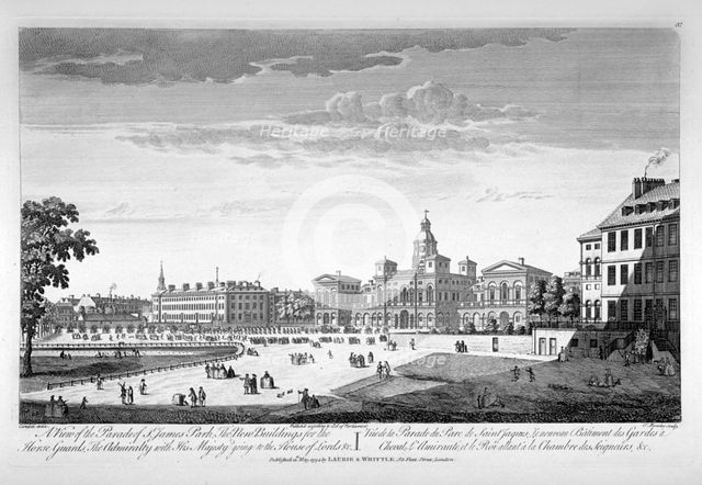 Horse Guards Parade from the south-west, Westminster, London, 1753. Artist: Thomas Bowles