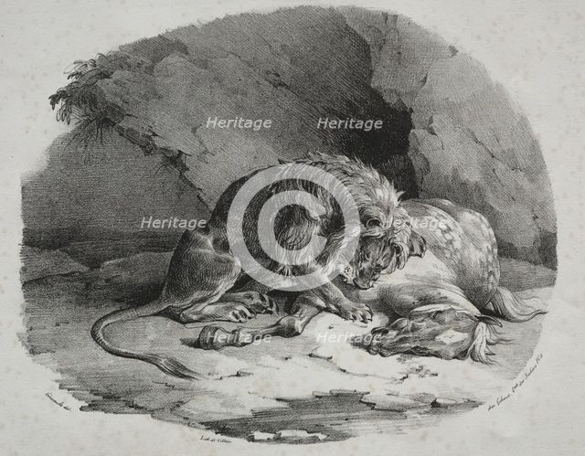 Horse Devoured by a Lion, 1823. Creator: Théodore Géricault (French, 1791-1824).
