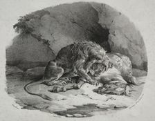 Horse Devoured by a Lion, 1823. Creator: Théodore Géricault (French, 1791-1824)