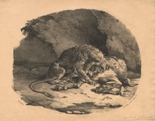 Horse Devoured by a Lion, 1823. Creator: Théodore Géricault (French, 1791-1824); Gihaut