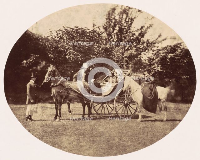Horse-drawn Carriage and Female Rider, 1858. Creator: William Henry Lake Price.