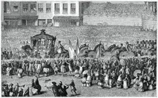 Horse-Drawn Carriage in a Parade, 1782, (1885).Artist: Moreau