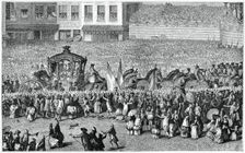 Horse-Drawn Carriage in a Parade, 1782, (1885).Artist: Moreau