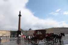 Horse-drawn carriage in Palace Square, St Petersburg, Russia, 2011. Creator: Sheldon Marshall