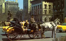 Horse-drawn carriage on 59th Street, New York City, New York, USA, 1956