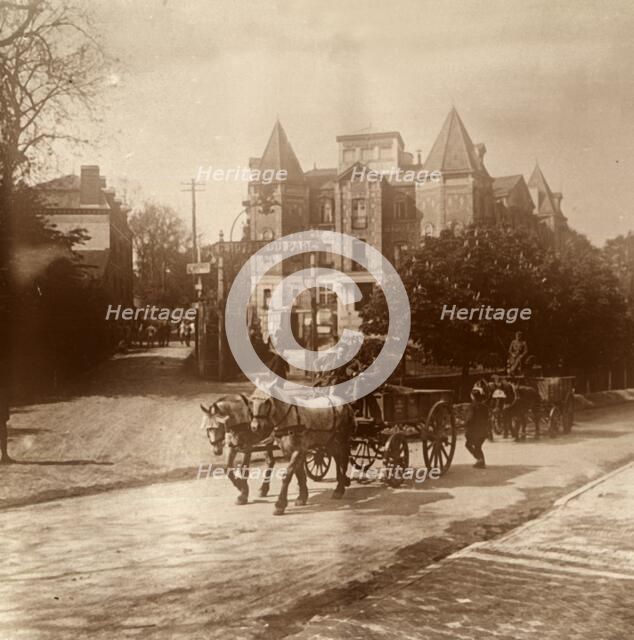 Horse-drawn ambulance, Belgium, c1914-c1918. Artist: Unknown.