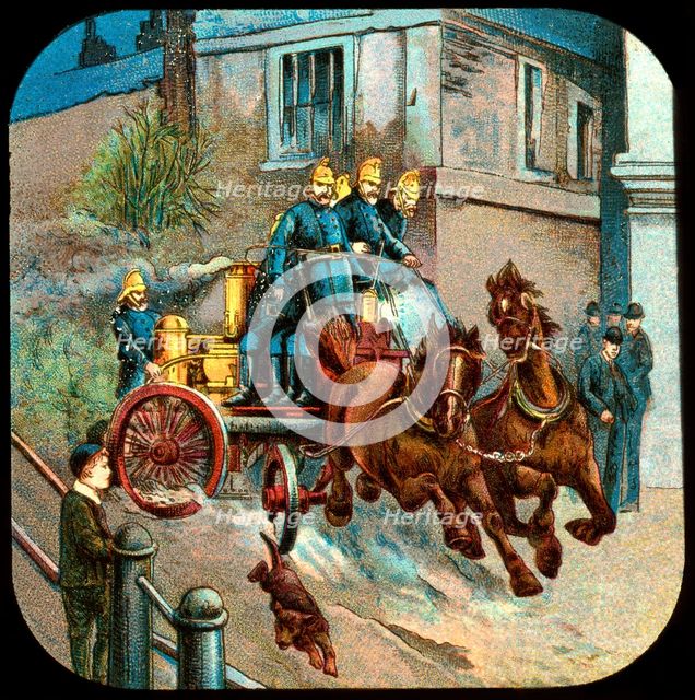Horse-drawn fire engine, c19th century. Artist: Unknown