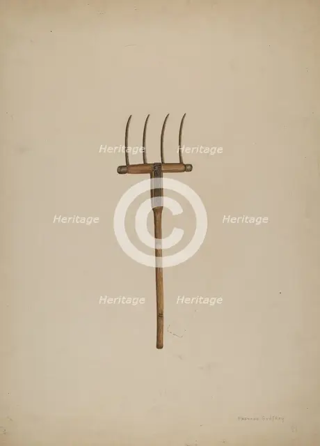 Horse Drawn Hay Fork, c. 1941. Creator: Frances Godfrey.