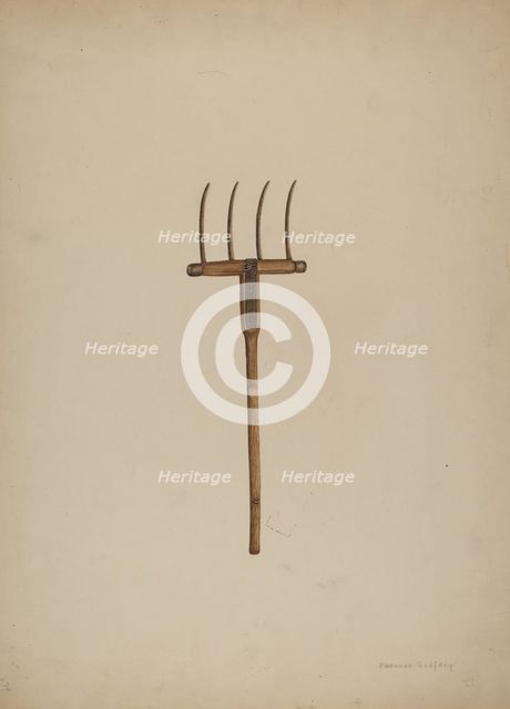 Horse Drawn Hay Fork, c. 1941. Creator: Frances Godfrey.
