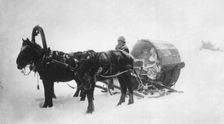 Horse-drawn sledge (kibitka), Siberia, Russia, 1890s