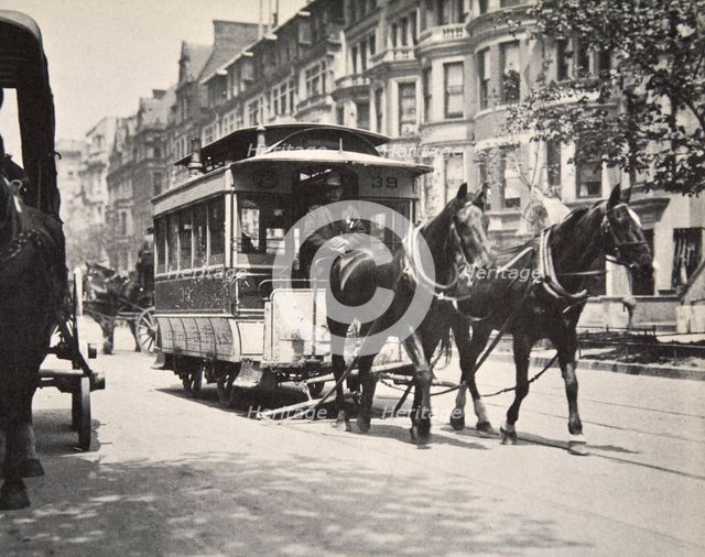 Horse-drawn tram, USA, early 1900s.  Creator: Unknown.