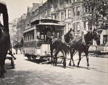 Horse-drawn tram, USA, early 1900s. Creator: Unknown