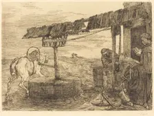 Horse-driven Mill (Le manege), probably 1869. Creator: Alphonse Legros