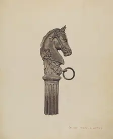 Horse Head Hitching Post, 1935/1942. Creator: Ernest A Towers Jr