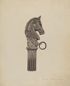 Horse Head Hitching Post, 1935/1942. Creator: Ernest A Towers Jr