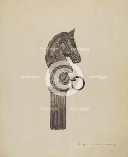 Horse Head Hitching Post, 1935/1942. Creator: Ernest A Towers Jr.