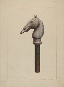 Horse Head Hitching Post, 1935/1942. Creator: Vincent P. Rosel
