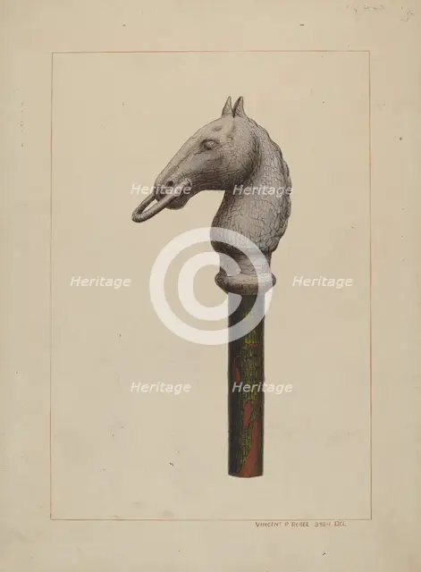 Horse Head Hitching Post, 1935/1942. Creator: Vincent P. Rosel.